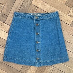 Y2K Ameripare a-line denim button front mini skirt